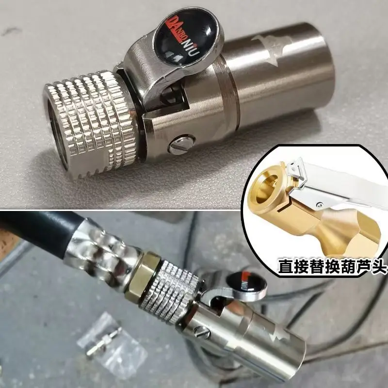 

304 stainless steel self-locking inflatable nozzle, no air leakage when pulled wildly! Air pump high pressure tire inflator