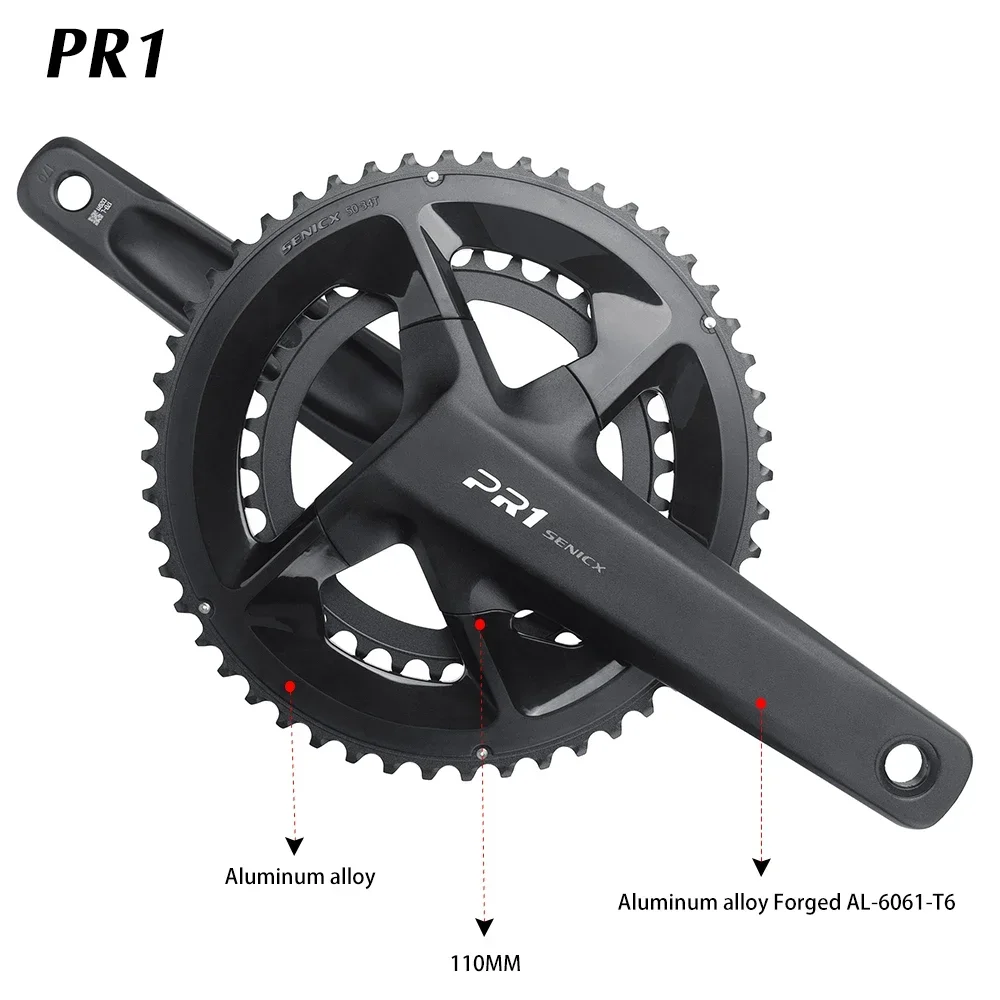 SENICX PR1 50-34T Fahrrad-DUB-Kurbelgarnitur, 2x10/11/12-Gang Rennrad-Kettenblatt Kurbelarm 165mm 170mm 175mm – Detail 2
