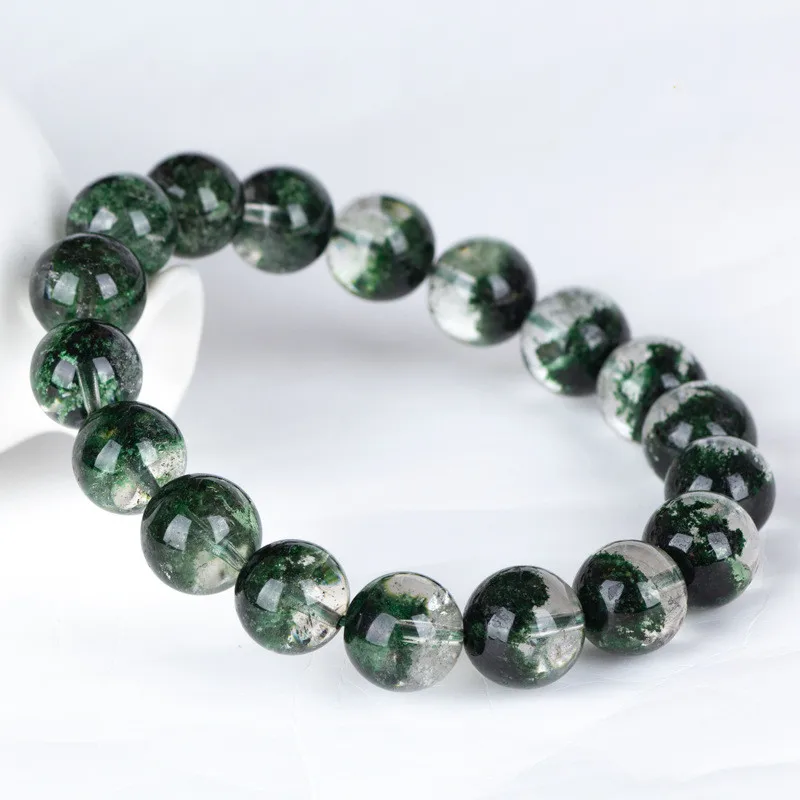 

Natural Green Phantom Quartz Crystal Clear Round Beads Bracelet Women Men Phantom Jewelry 8mm 9mm 10mm 11mm 12mm 13mm AAAAAA