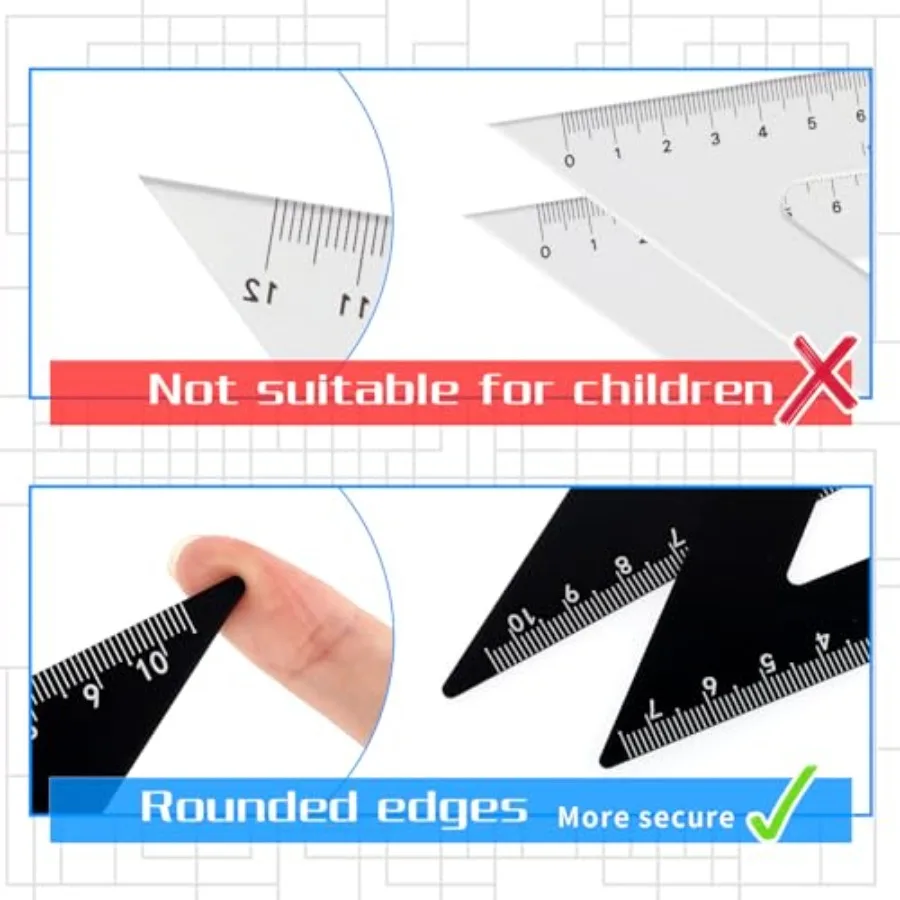 مجموعة مسطرة معدنية مساطر مثلثة من سبائك الألومنيوم الأسود مسطرة حافة مستقيمة منقلة جيتري ومسطرة جيتري مجموعة للرسم دكتور #5