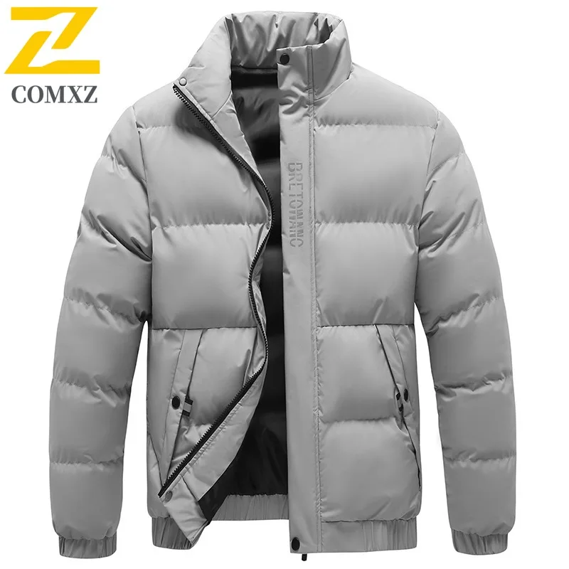 COMXZ Luxurious New Padded Jacket Business Leisure Windproof Jacket Men Travel Anti-Cold Stand Collar Plus Size Winter Outerwear