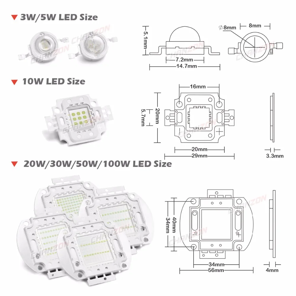 Chip LED de alta potencia cian 490nm bombilla de lámpara 3W 5W 10W 20W 30W 50W 100W 490 Nm azul hielo DIY SMD COB cuentas de luz Epileds