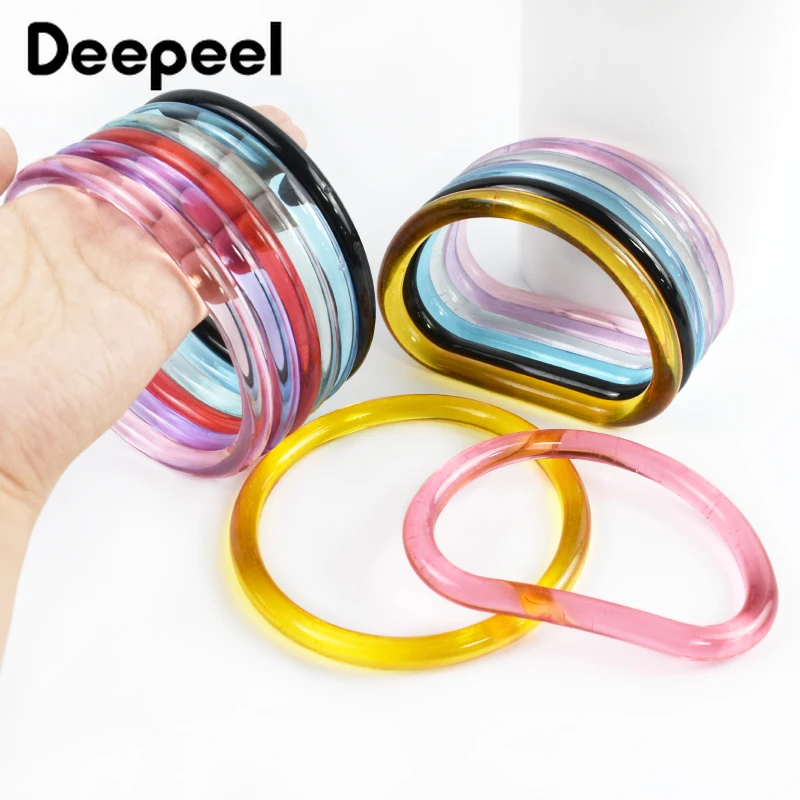 

2/4Pcs 10cm Plastic Acrylic O D Ring Bags Handle Handbag Purse Frame Woven-bag Replace Transparent Handles DIY Bag Accessories