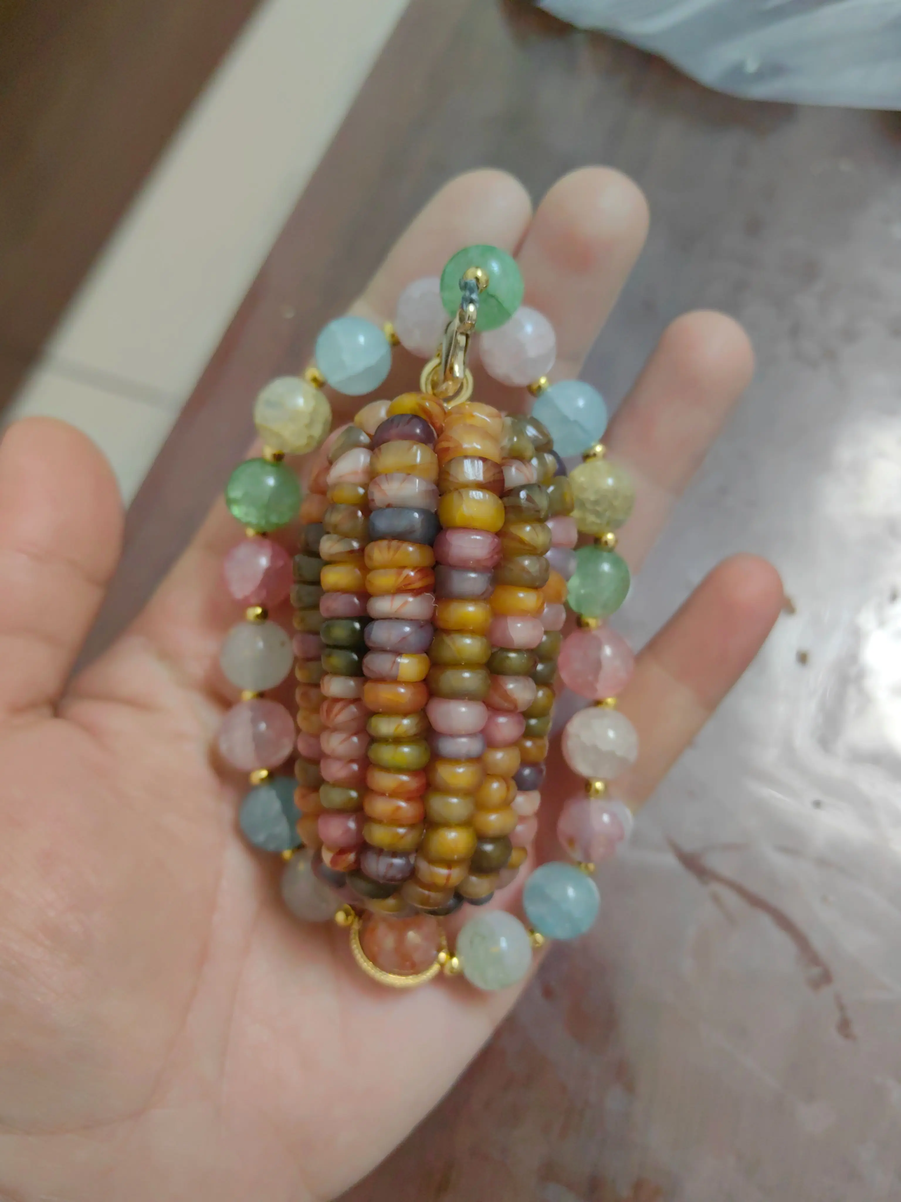 Natural Wenwan corn hand handle gem ornament plate play collection
