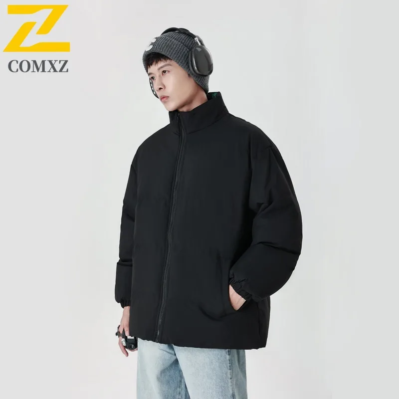 เสื้อโค้ทคอตตอนคอตั้งสองด้าน COMXZ ขายดี เสื้อคลุมผู้ชายสำหรับฤดูหนาว สไตล์ลำลอง บุหนา อุ่น กันหนาว