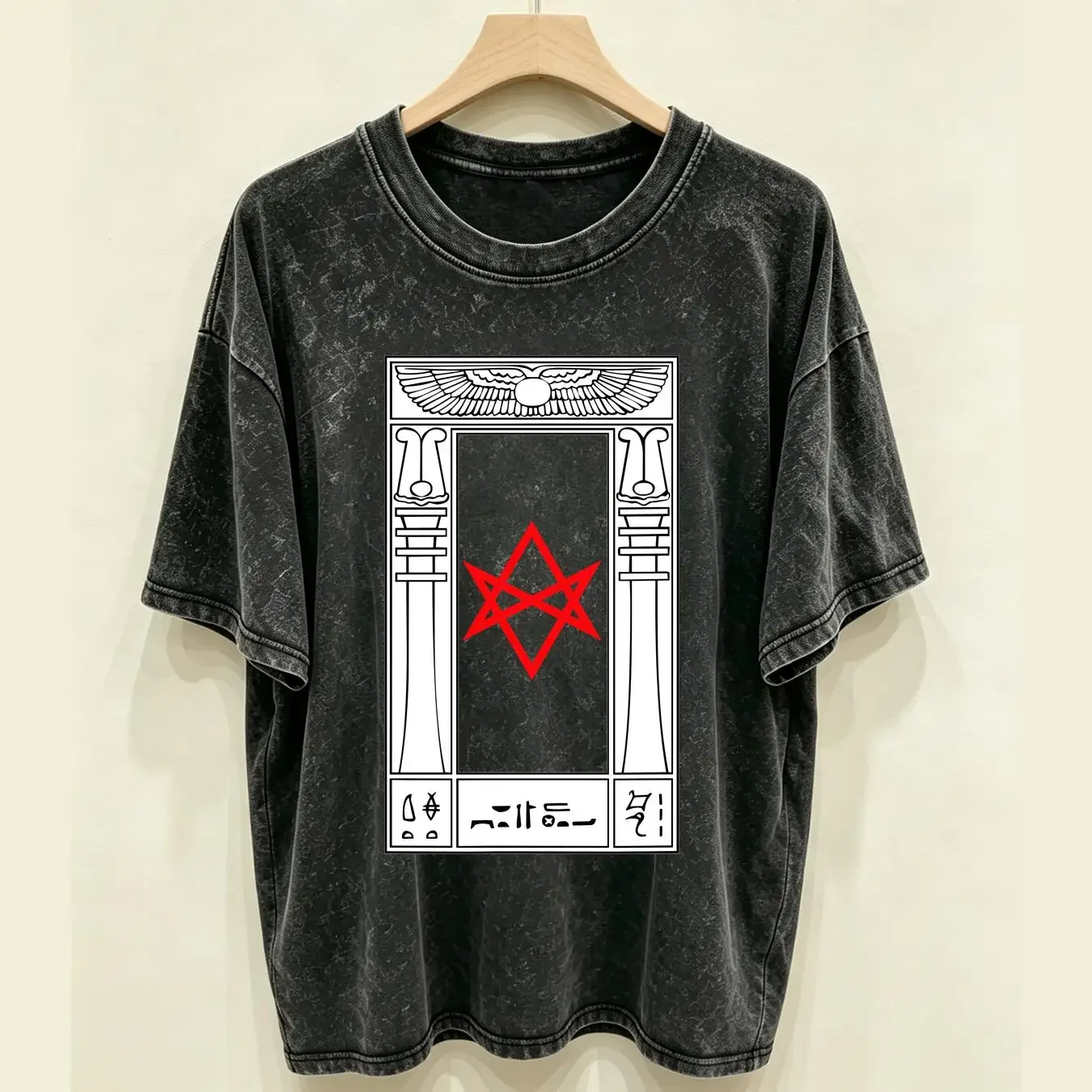 washed T Shirt NEW LIMITED Thelema Portal Unicursal Hexagram Symbol Crowley Magick S 3XL long or short sleeves vintage Washed
