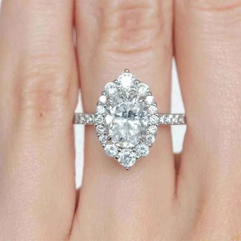 Huitan Marquise geformte neue Ringe für Frauen Kristall Zirkonia Temperament Braut Eheringe