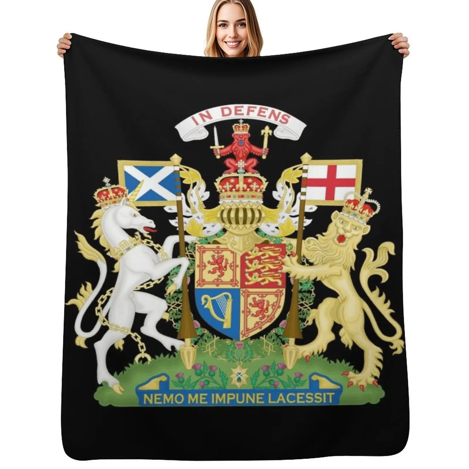 Royal Coat of Arms of the United Kingdom (Scotland) Throw Blanket Compact Warm Blanket for Car Road Trip