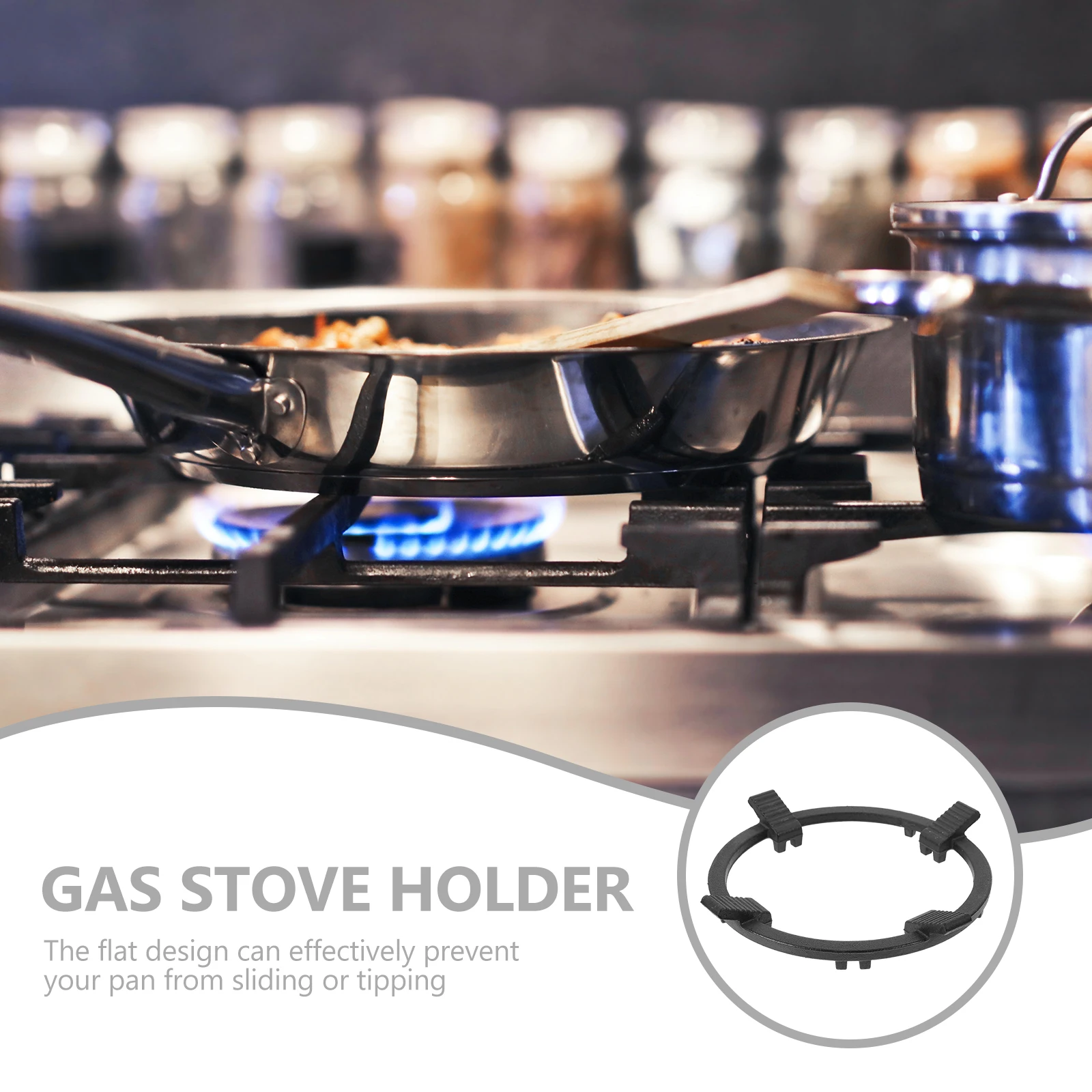 

Flat Design Gas Stove Racks Cast Iron Pot Brackets Kitchen Storage Gadgets Non Sturdy For Coffee Shop Food Store 1pc