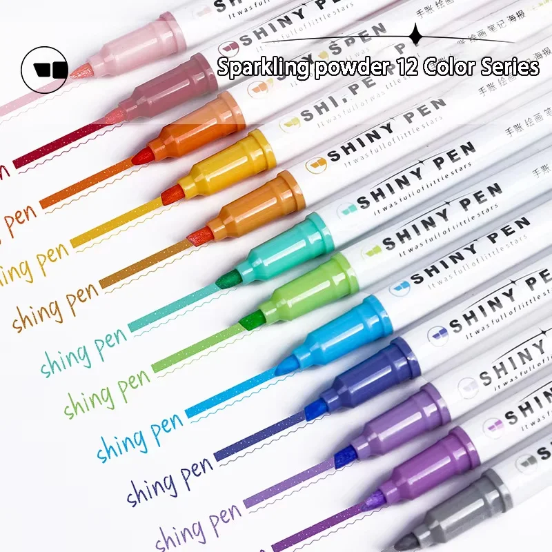 4 шт., набор блестящих ручек с блестками, блестящий пастельный хайлайтер, флуоресцентная ручка, цветная живопись, блестящие ручки для граффити, маркеры, ручка