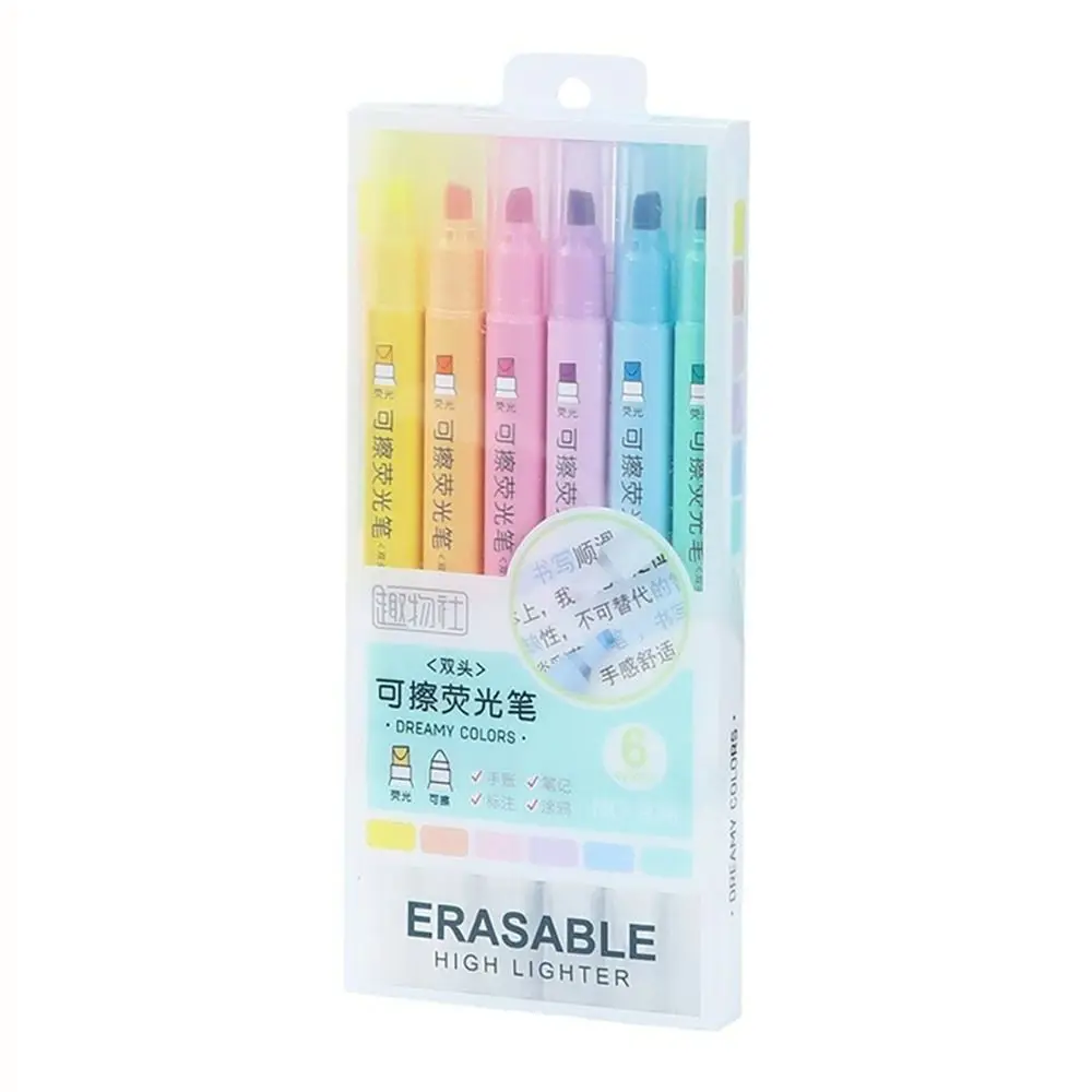 Portable 6-Colors Highlighter Art Stationery Erasable Scrapbook Pen Drawing/Painting/Graffiti Learning Markers Marker Pen Office