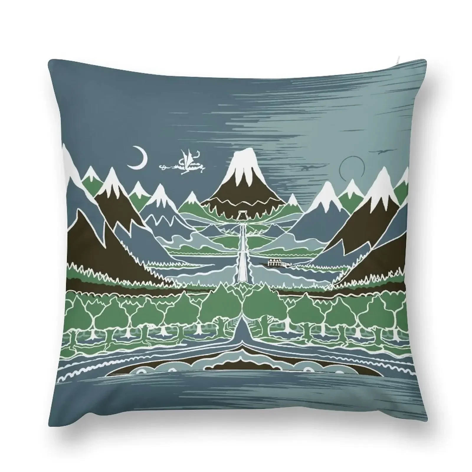 

Midnight Forest mountain path in the style of J.R.R.Tolkien Throw Pillow Cushion Child Christmas Throw Pillows Covers pillow