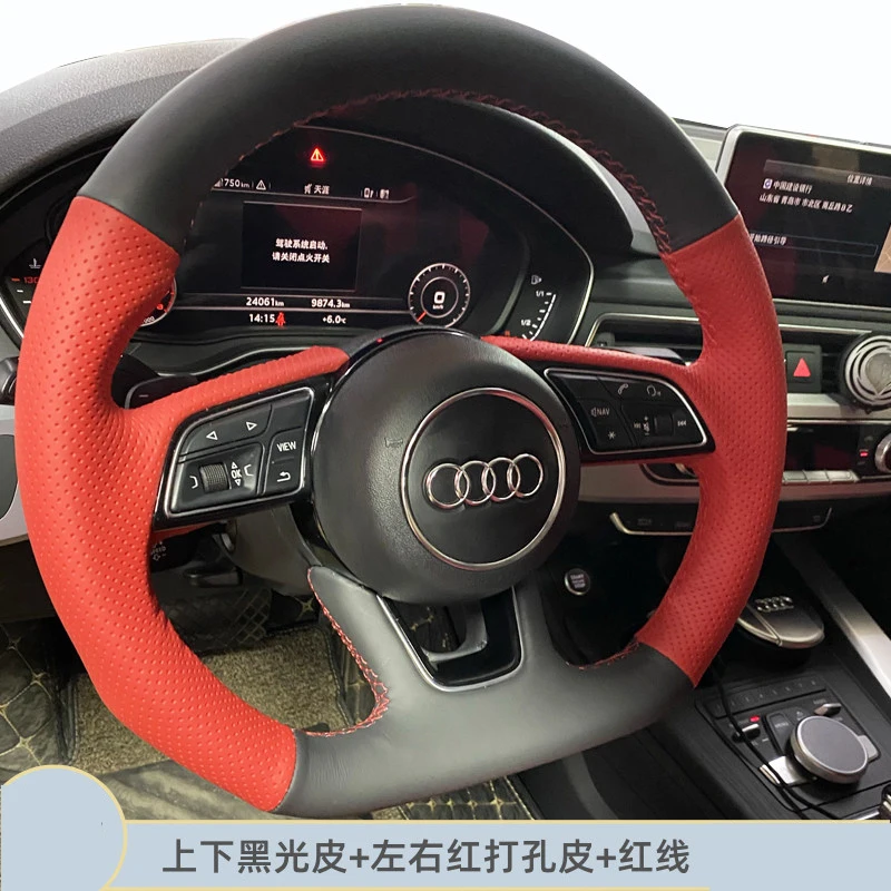 

Чехол на руль из микрофибры для Audi A1 8X A2 A3 Q3 Q5 Q2 A4 A5 A6 Avant, индивидуальный, ручной работы, с ручной строчкой