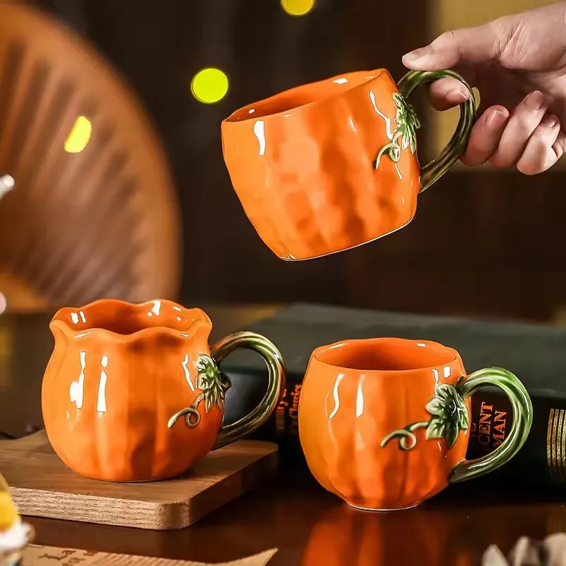 Keramik-Kaffeetasse in Kürbisform, Büro-Trinkbecher, exquisiter Dessertbecher für den Nachmittagstee, Paarbecher, Halloween-Dekoration