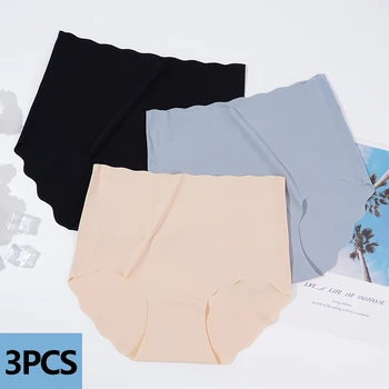 3 pièces/ensemble culottes invisibles femmes slips sans couture sous-vêtements féminins sous-vêtements Ultra-fins culotte taille haute solide Lingerie confortable
