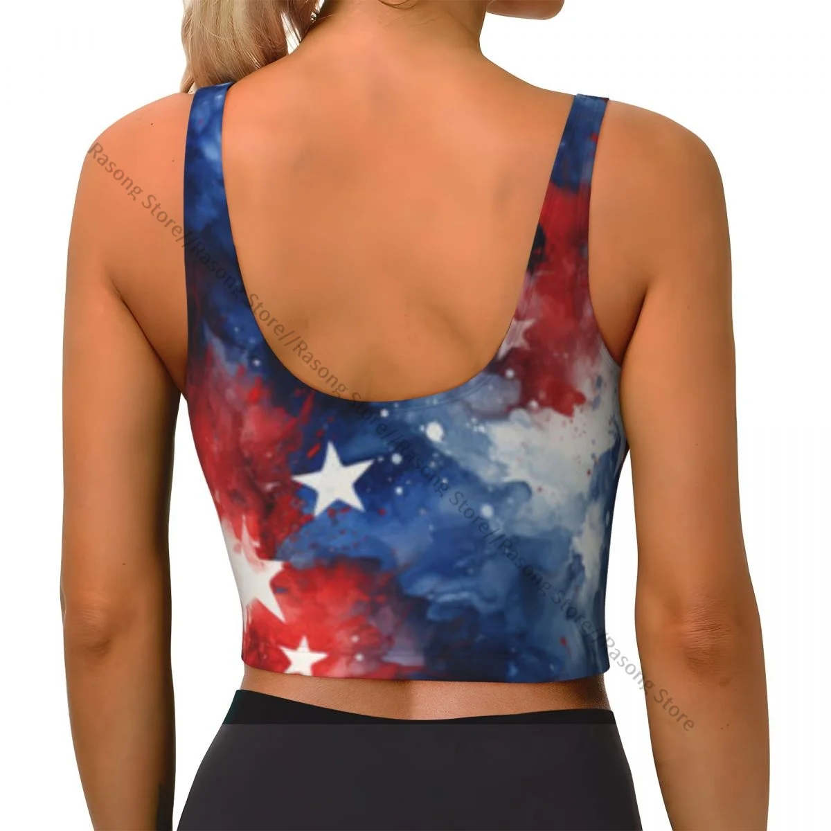 Sports Bra Women Running Yoga Clothes Vest American Flag Background Gathering Fitness Vest