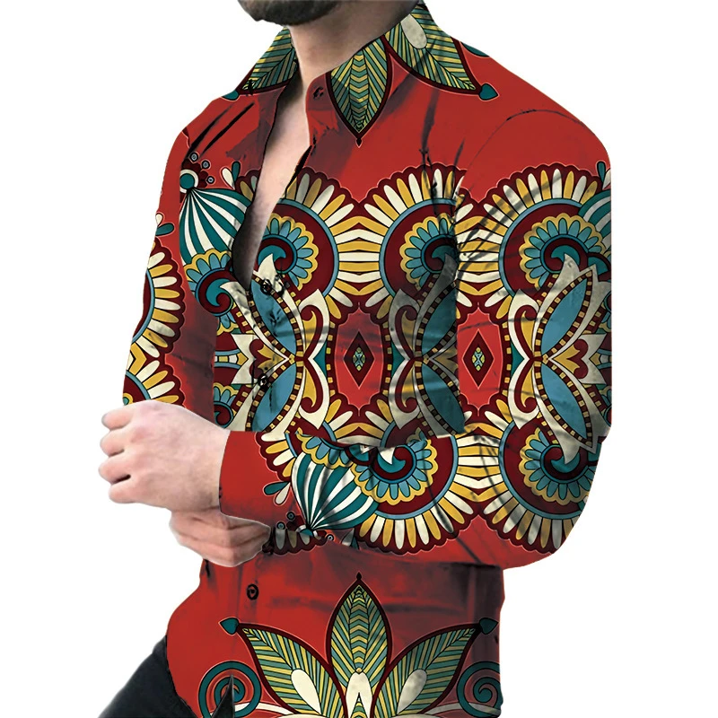 New Luxury Men's Casual Long Sleeved Shirt Paired With 3D Printed Spring And Autumnhirt Atreet Men's Fashionable Shirt