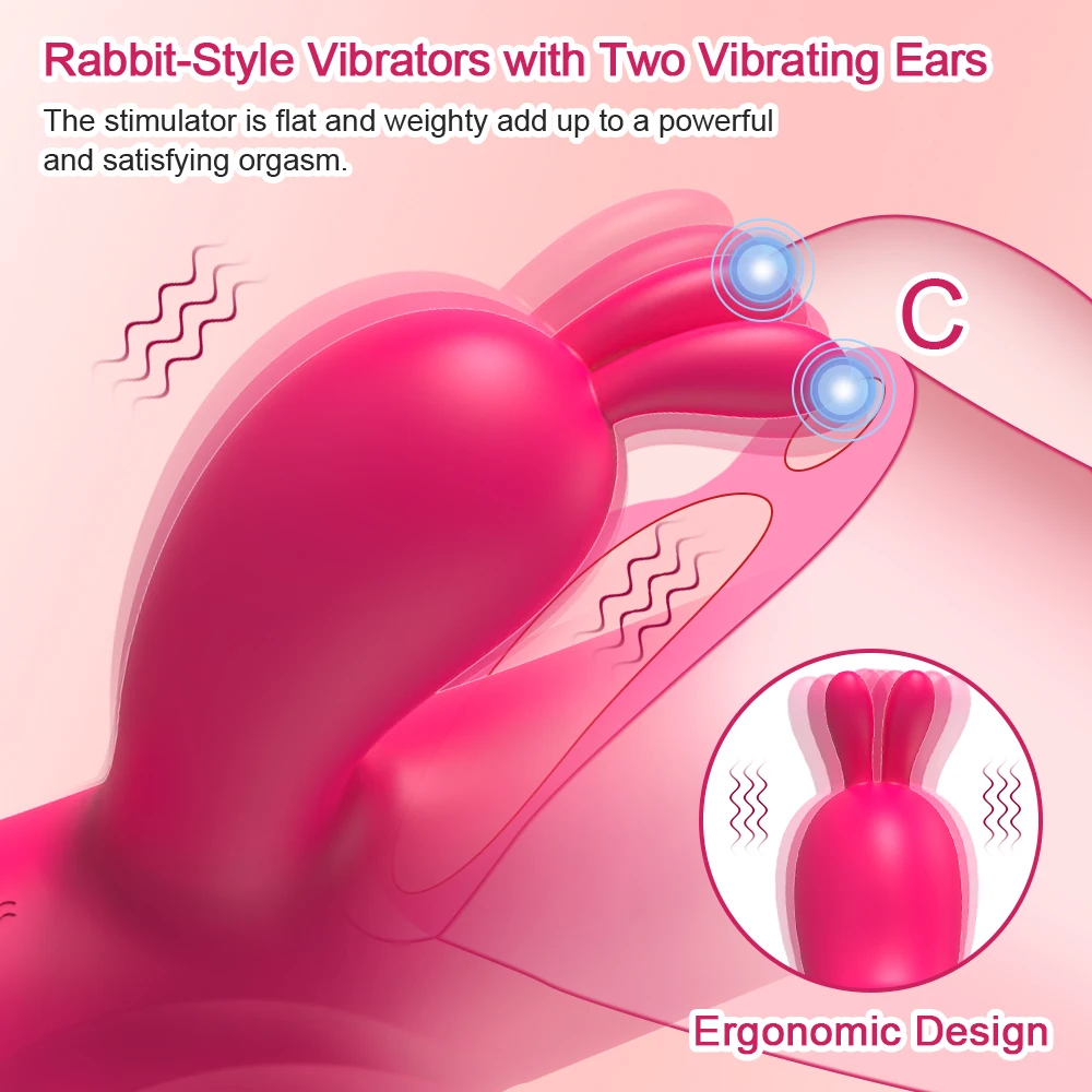 Rabbit Vibrator for Women Vagina G-Spot Nipple Clitoris Stimulator Thrusting Telescopic Rotating Dildo for Adult Sexy Toys