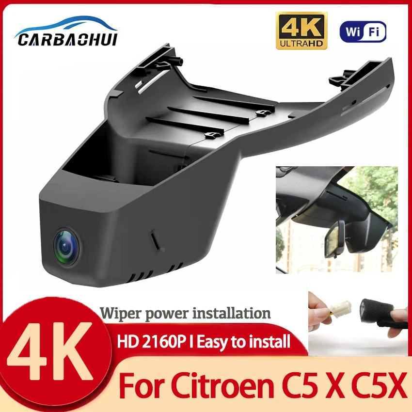 

New! Car Driving Recorder Easy to install For Citroen C5 X C5X 2021 2022 2023 Car DVR Wifi Video Recorder Dash Camera UHD 2160P