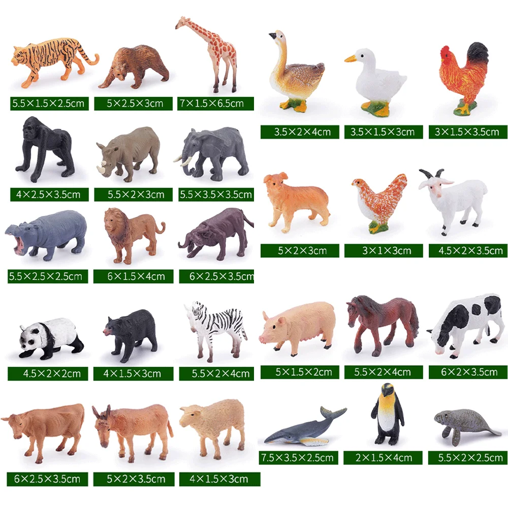 12pcs Realistic Safari Animal Figurine Simulation Model Mini Farm Woodland Animal for Kids Party Favor Preschool Educational Toy