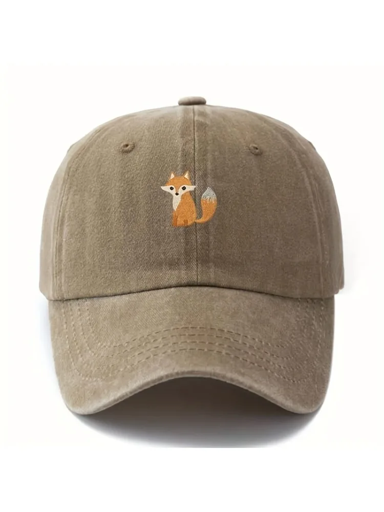 Casquette de baseball imprimée à motif de renard mignon pour la mode décontractée quotidienne, chapeau polyvalent pour les déplacements urbains, adapté aux hommes et aux femmes