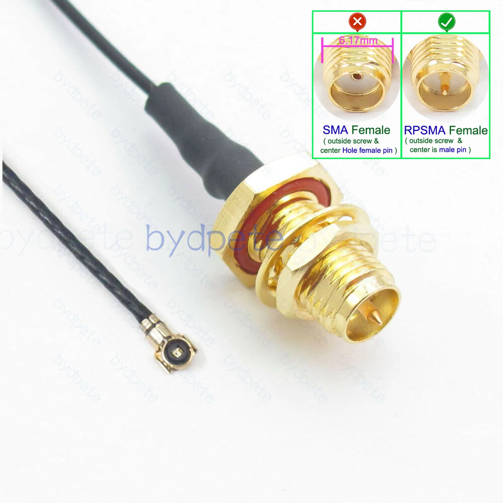 IPX4 MHF4 Female to RP-SMA Female Bulkhead Waterproof 1.13mm Pigtail Cable RF 50ohm WFL W.FL MHF-4 Plug