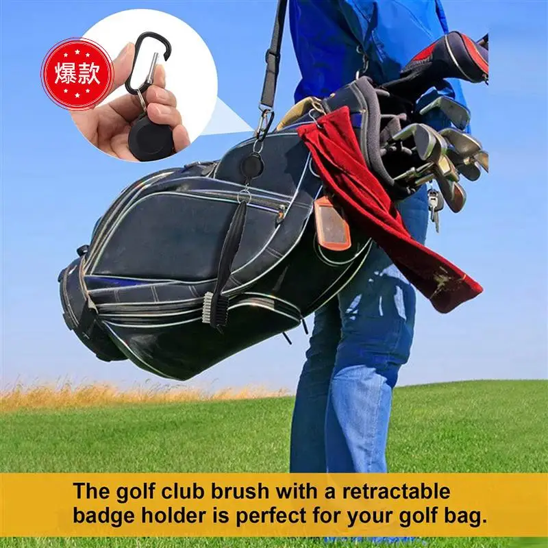 

2X Golf Club Cleaner Kit, Retractable Golf Brush And 4 Golf Club Groove Sharpener For U & V-Grooves