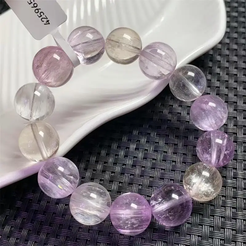 

15MM Natural Colored Kunzite Bracelet Gemstone Women Stretch Jewelry Healing Birthday Present 1pcs