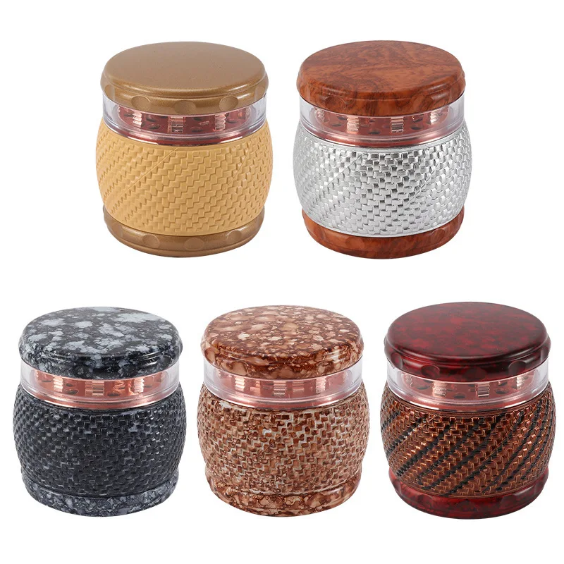 

New product supply creative snake skin pattern wine barrel type smoke grinder, zinc alloy tooth resin grinder