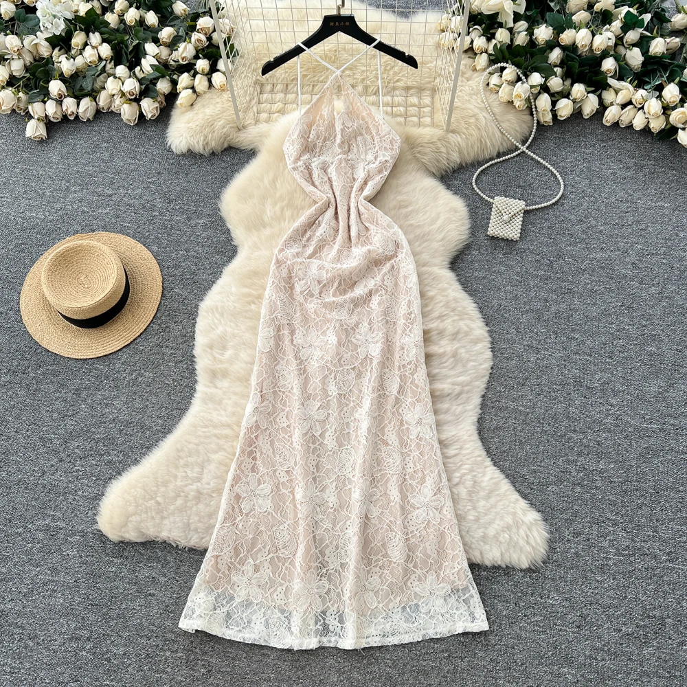 

Шикарный винтажный сексуальный Холтер крест-накрест тонкий сказочный женский корейский модный сарафан вечерние церемониальные платья