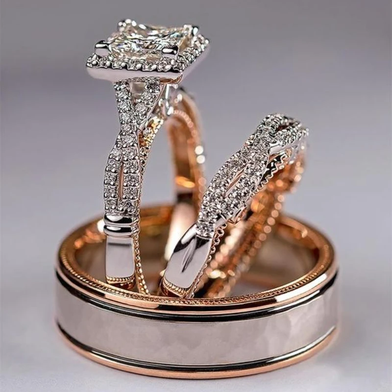 

Elegant Zircon Decorated Ring Set Wedding Ring Stack Fashion Accessories for Women Jewelry Sets for Birthday Gift Glittering