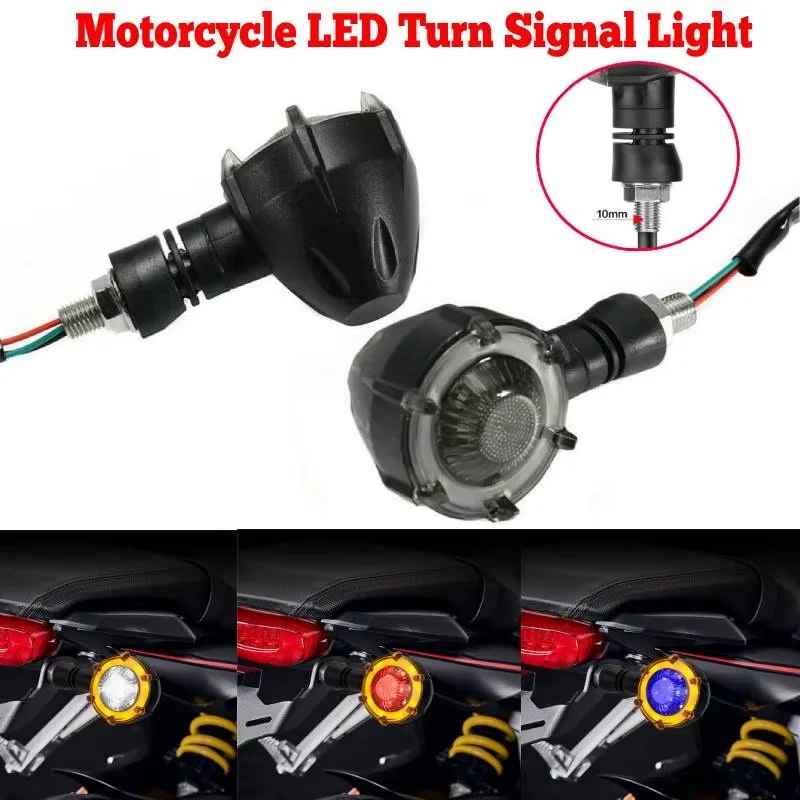 4 Pcs Motorcycle Turn Signal LED Light Sequential Flowing Flash Indicator Lamp 12V Retro Dual-color Rotate LED Turn Signal Light