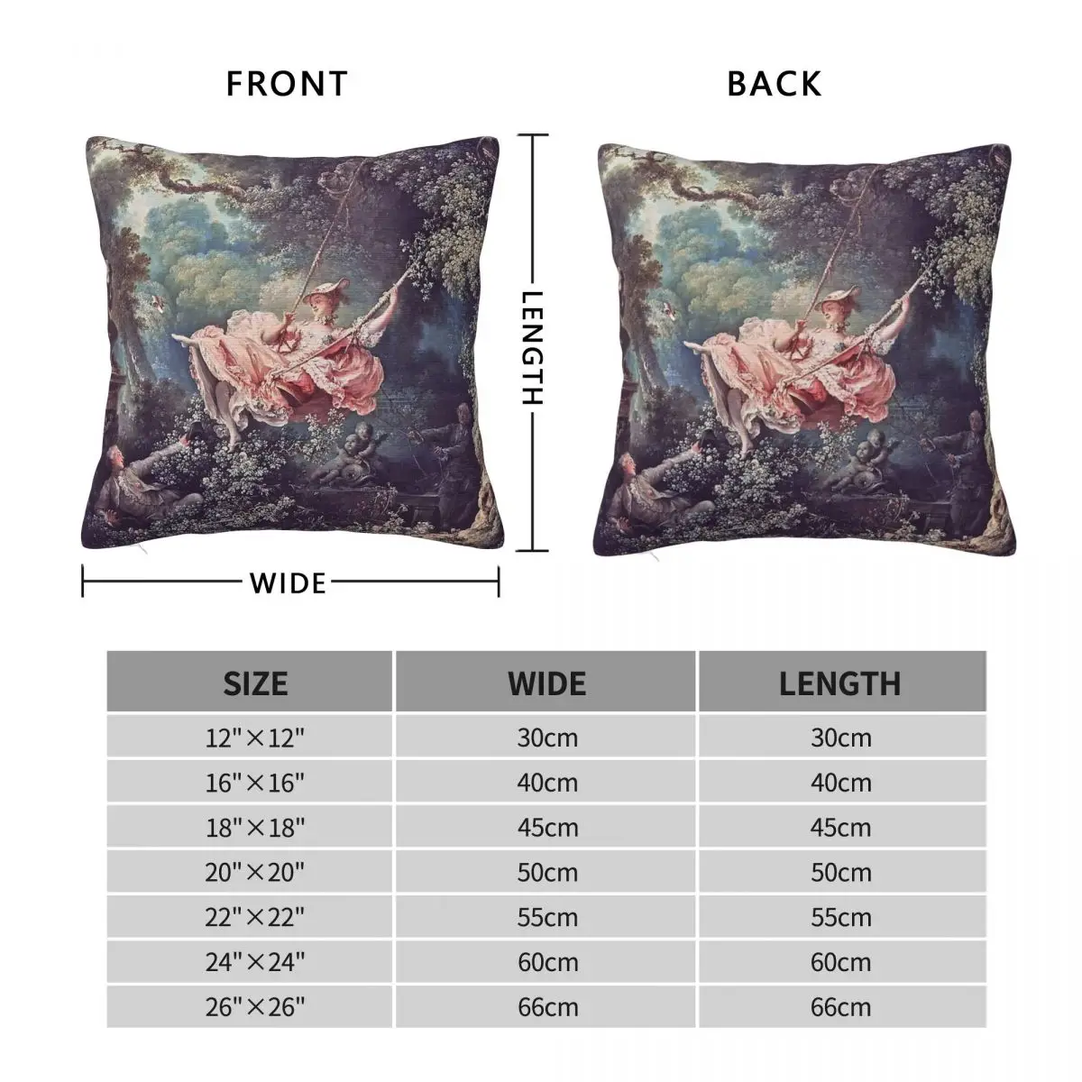 Jean-Honore Fragonard The Swing Pastel Pillowcase Polyester Linen Velvet Creative Zip Throw Pillow Case Room Cushion Cover 18