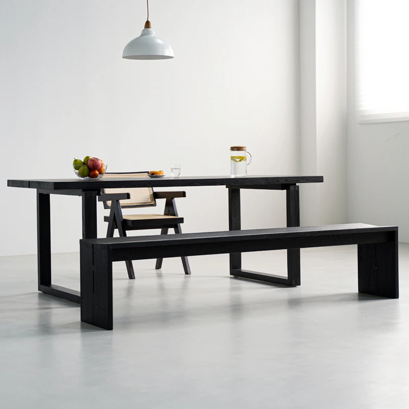 Mesa de comedor Wabi Sapphire Ash Mubien, escritorio rectangular de troncos japonés