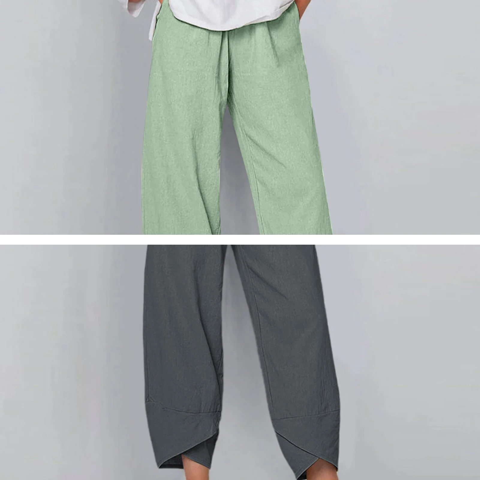 Womens Solid Cotton Linen Pockets Baggy Casual Harem Pants Ladies Summer Classic Ankle-Length Trousers 2025