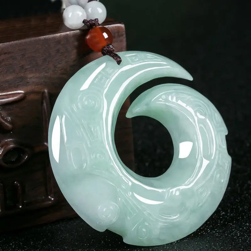 Natural Myanmar A-grade True Jade Pendant Necklace Men's And Women's Running Time Comes Jadeite A-grade Gemstone Jewelry
