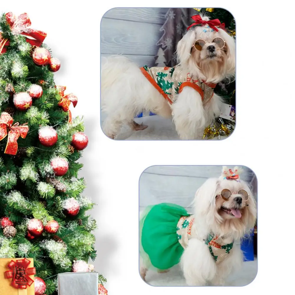 Pet Vest Printing Christmas Elements Breathable Dress Up Polyester Fashion Puppy Cats Skirt for Photography