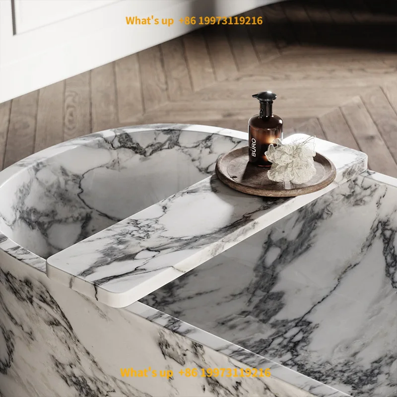 2026 Carrara White Italian Light Natural Marble Bathtub and Shower Basin Hotel, Villa, Home Decoration, Bath Basin Integr