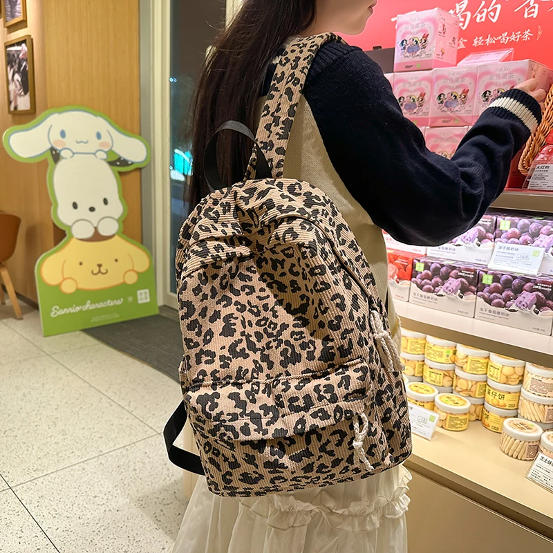 

Вельветовый леопардовый рюкзак, школьная сумка для подростков, большая вместительная модная студенческая сумка для книг, уличная дорожная сумка, рюкзак на плечо