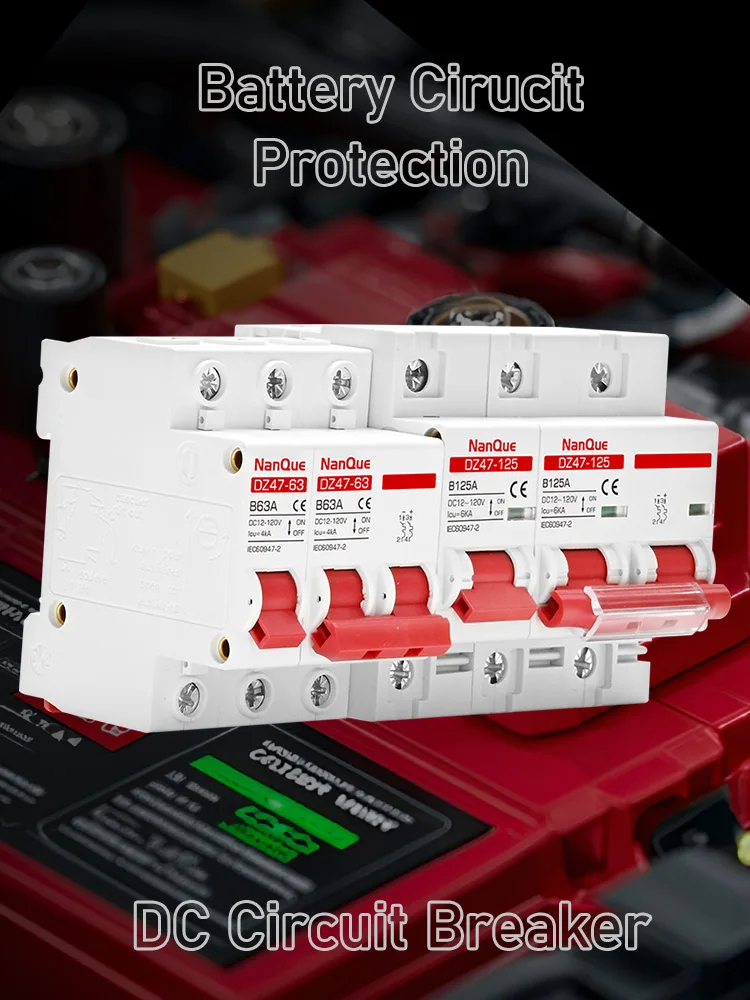 12–120 V DC MCB B-Kurven-Batterie-Wechselrichter, Überlast-Kurzschluss, automatischer Unterbrecher, positiv, Nagtive, schützt Recycling, verwendet, 1–150 Ampere