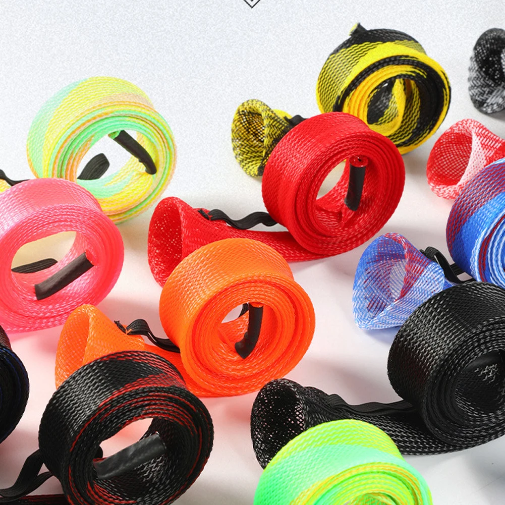 

6Pcs Fishing Rod Cover with Elastic Rope Fishing Spinning Rod Socks Breathable Braided Mesh Rod Cover Fishing Tool Accessories