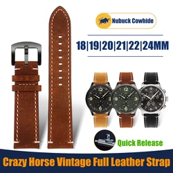 20mm 22mm 24mm Genuine Leather Strap Men Retro Nubuck Cowhide Watch Band Bracelet for Seiko Omega MoonSwatch Watch Accessories