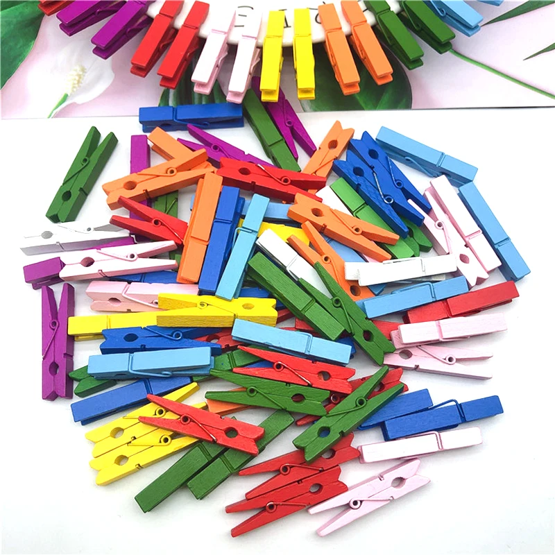 Mini Color Wooden Clips 25/35/45/72mm Wooden Clothes Photo Paper Clips Clothespin Craft Postcard Clips Portable Wood Clamp Clips