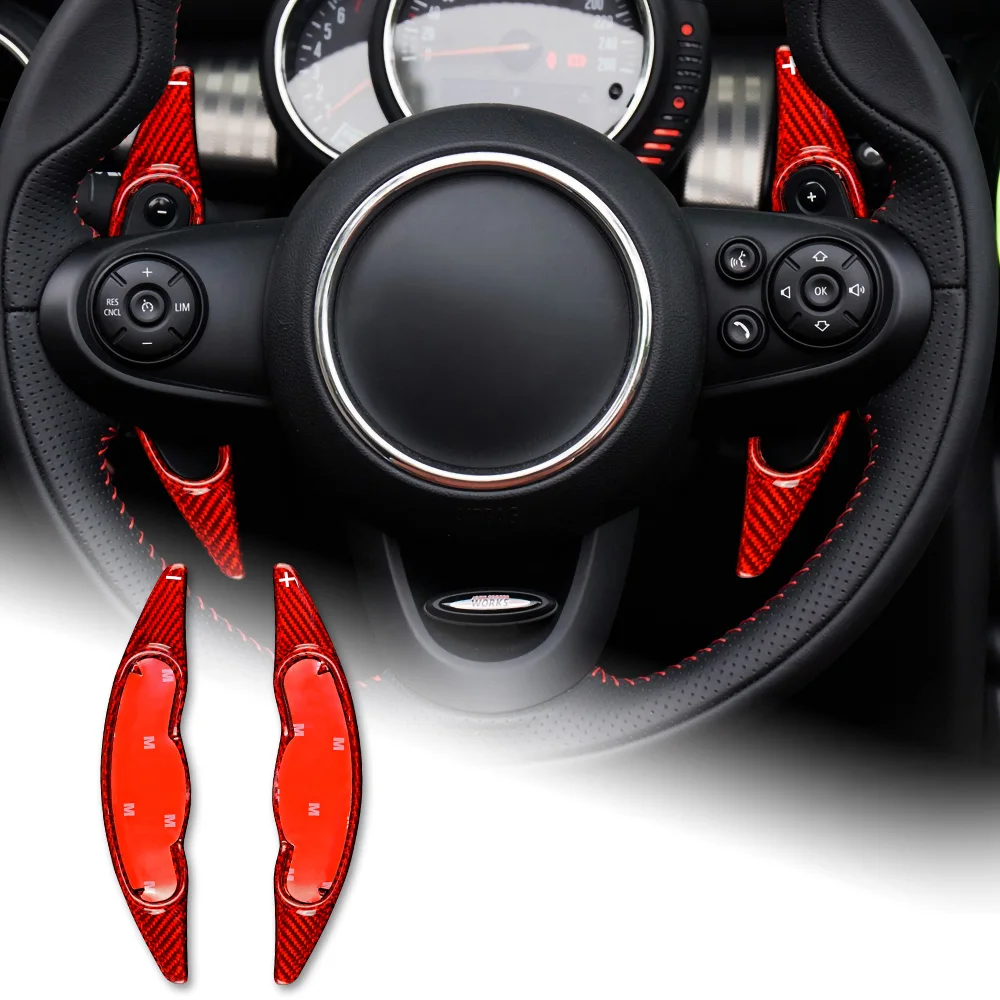 

Жесткое сухое углеродное волокно для BMW Mini Cooper S F60 F55 F54 F56 Автомобильный рычаг переключения передач на руле, аксессуары, наклейка на внутреннюю отделку
