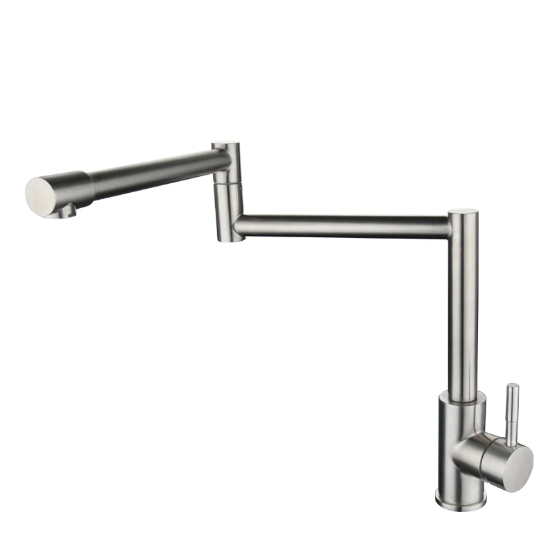 Nickel 304 Stainless Steel Kitchen Collapsible Sink Faucet Rotate Universal Cold And Hot Mixed Water Kitchen Sink Tap