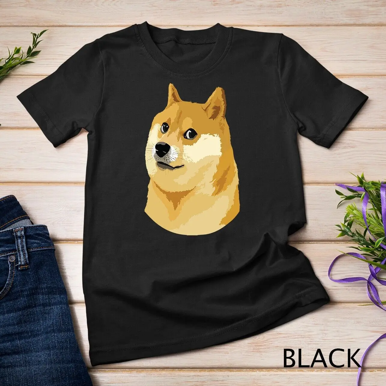 Dogecoin Dog Head Blockchain Shiba Inu Cryptocurrency Unisex T-shirt