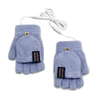 Women Girls USB Heated Gloves Winter Warm Handwarmers Laptop Mittens Knitting Full & Half Fingerless Heating Gloves