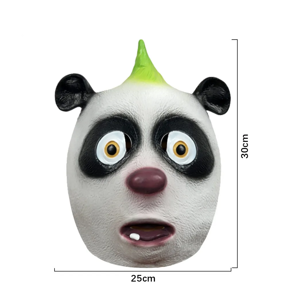 Party-Tierkopfbedeckung, Lustige Tierkopfmaske, Panda-Kopfset Latexmaske Halloween-Kostüme Witzige Requisiten (Panda-Kapuze) – Detail 5