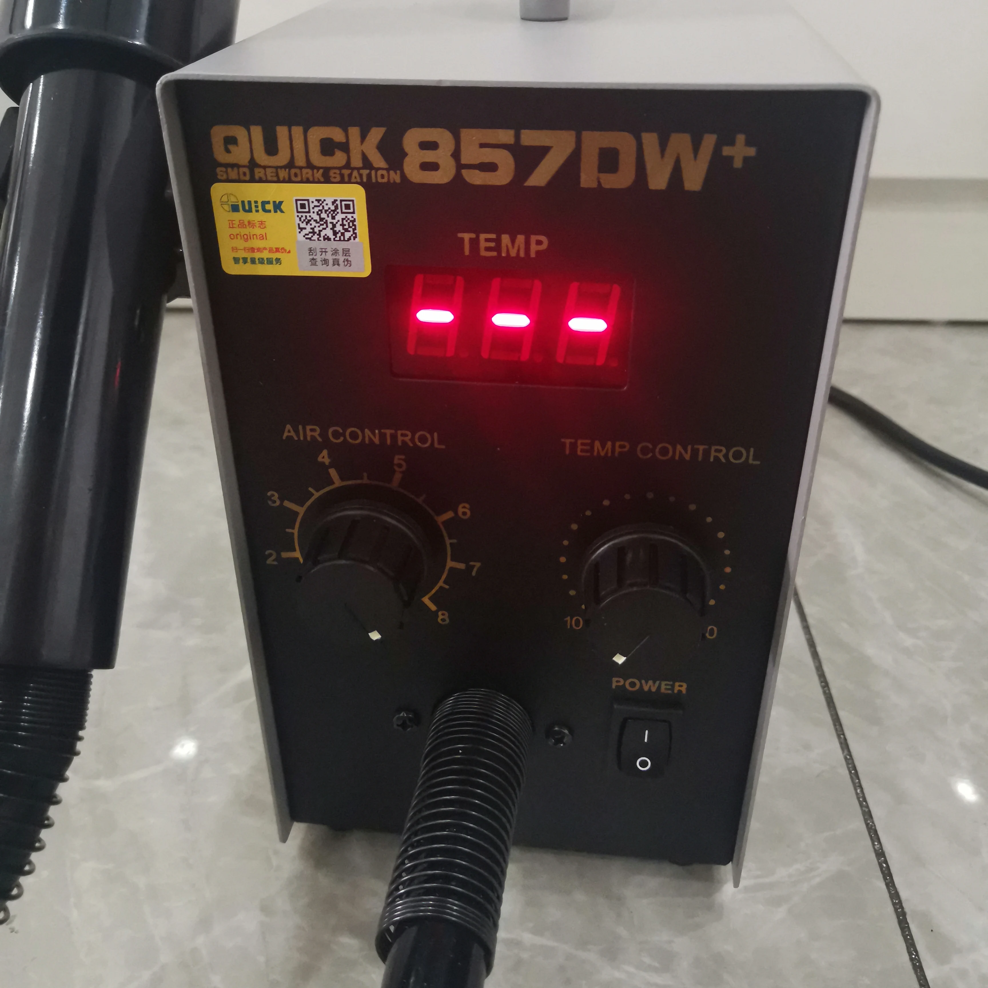 سريع 857DW + 580W قابل للتعديل الهواء الساخن الحرارة بندقية SMD محطة إعادة العمل لحام