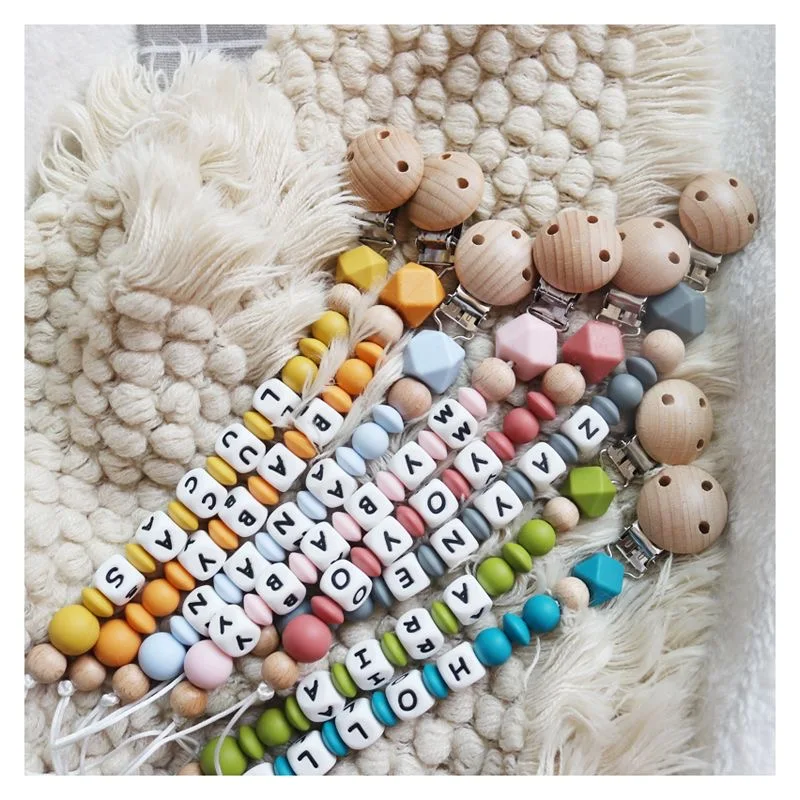 

Персонализированная цепочка для соски с именем, держатель для соски, товары для кормления младенцев, игрушки для прорезывания зубов, подвеска, подарок на выписку/на рождение ребенка